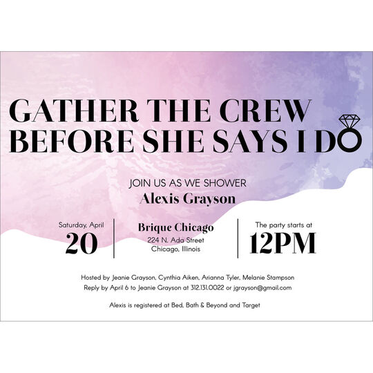 Gather The Crew Bridal Shower Invitations